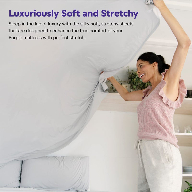 Purple Deep Pocket SoftStretch Sheets, King/Cal King, Rayon Blend, Moisture-Wicking, Deep Purple, Fits Most Mattresses, Adaptive Support - Image 2